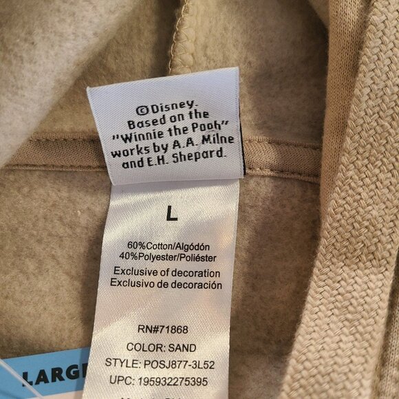 Disney Winnie The Pooh Embroidered Hoodie Sweatshirt Womens Large NEW Soft Cozy - Picture 7 of 7